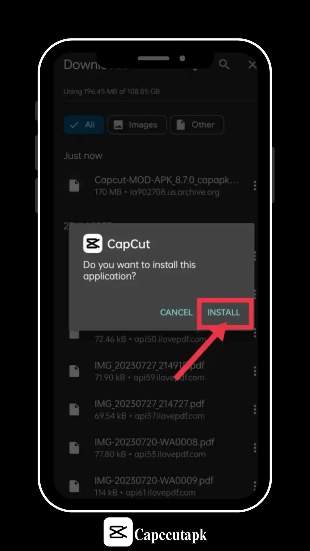 CapCut mod apk install method