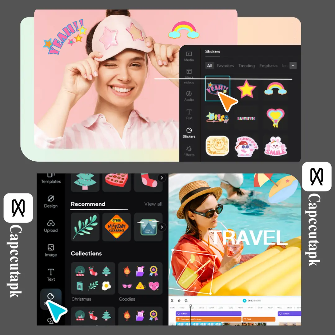 Customizable Text and Stickers in CapCut Pro APK