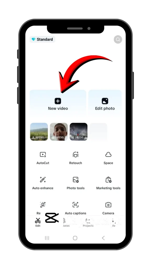 Create a brand new project in CapCut MOD APK premium download