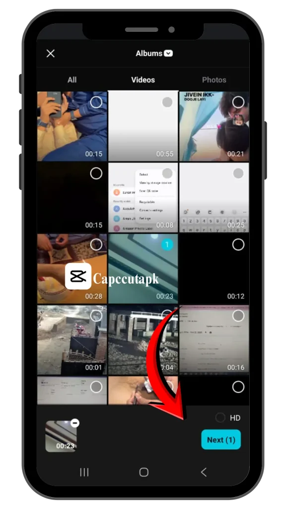 Choose a video from the Media Library of CapCut that you want to edit with auto cut feature.